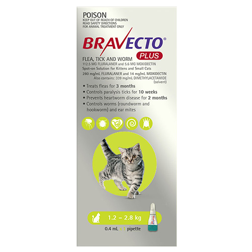 Buy Bravecto Plus for Medium Cats 2.8 – 6.25 kg (Blue) Online